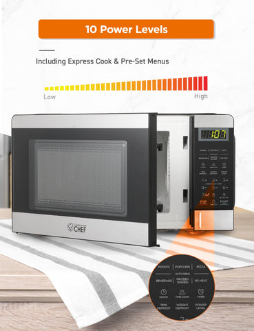 Interior de Commercial CHEF con plato giratorio para calor uniforme.