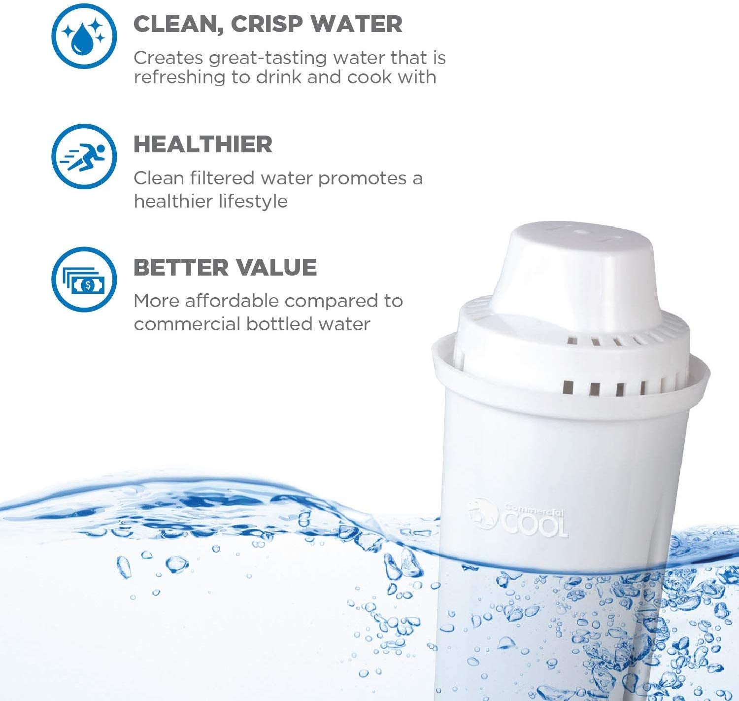 Commercial Cool Brita filtro para uso diario en cocina y bebidas.