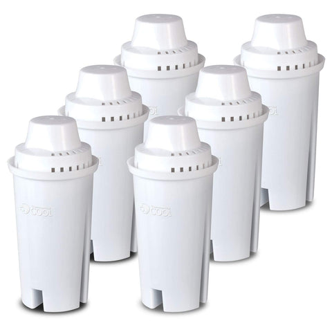 Commercial Cool Brita filtro seis-unidades para reducción de contaminantes en el agua.