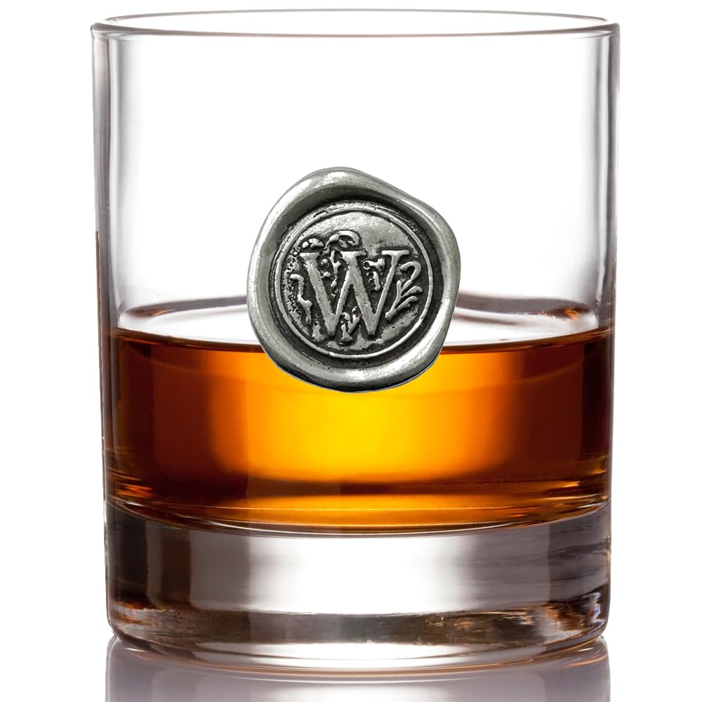 Vaso de whisky de la Compañía Inglesa de Peltre 11oz con monograma para regalo.