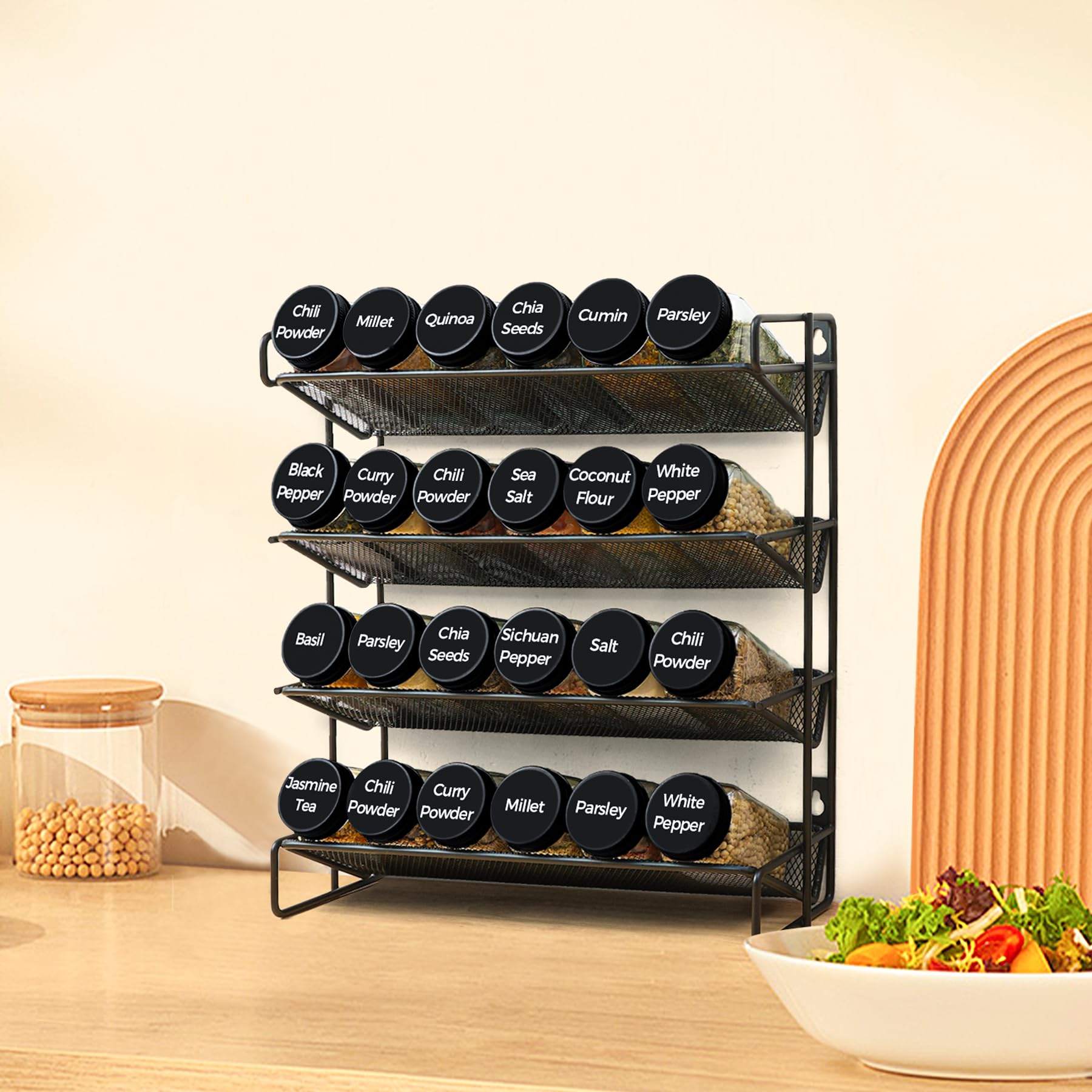 Botellas de especias cuadradas ComSaf compactas y elegantes para la cocina.