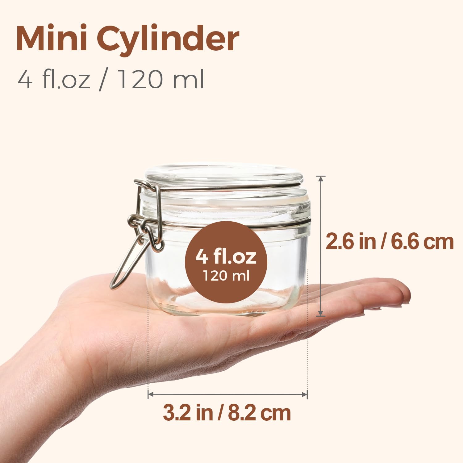 ComSaf botes de vidrio 4oz con boca amplia para llenado fácil
