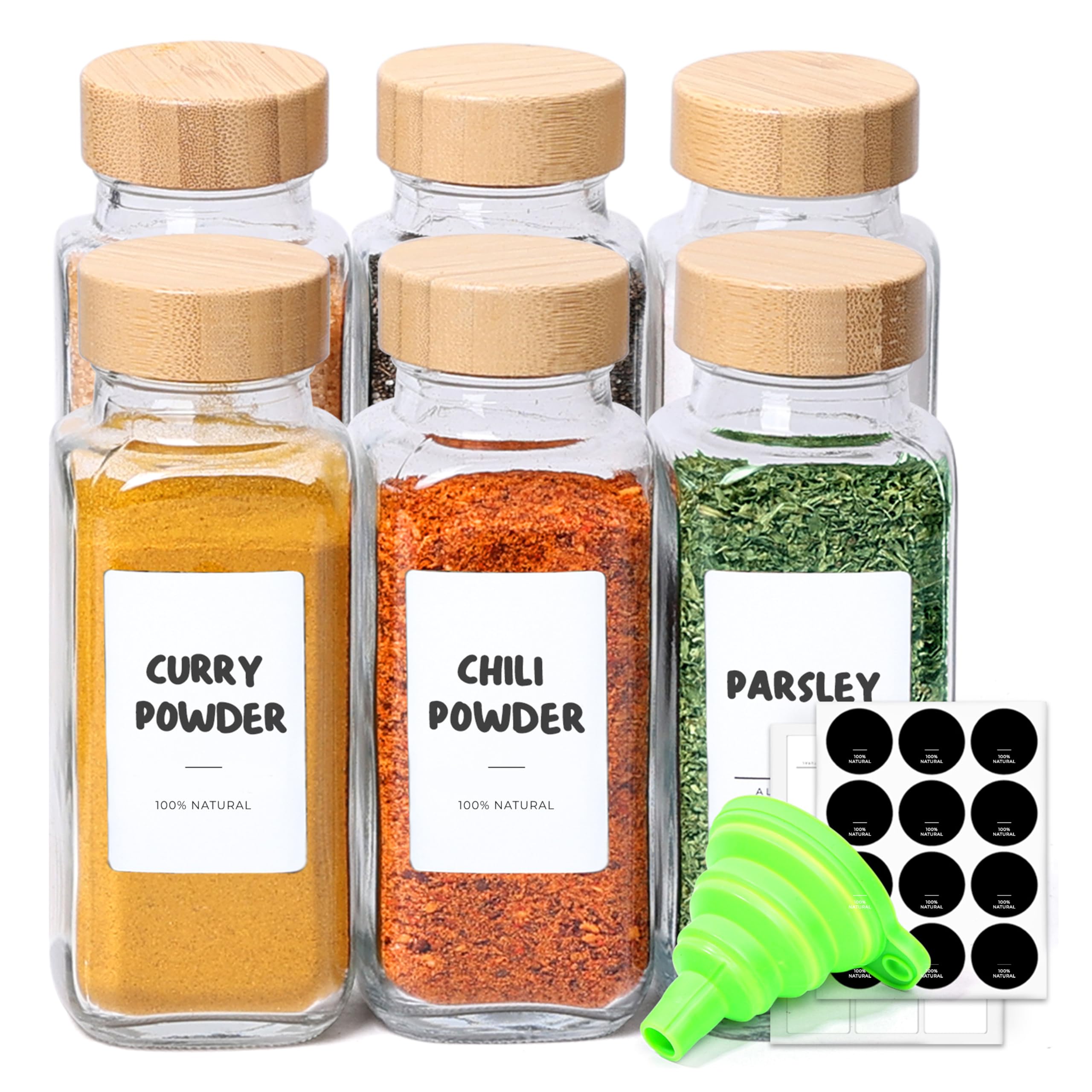 ComSaf botes de vidro 8 oz con tapas de bambú, ideal para una cocina ordenada