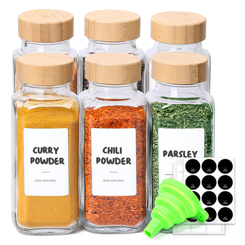 ComSaf botes de vidro 8 oz con tapas de bambú, ideal para una cocina ordenada