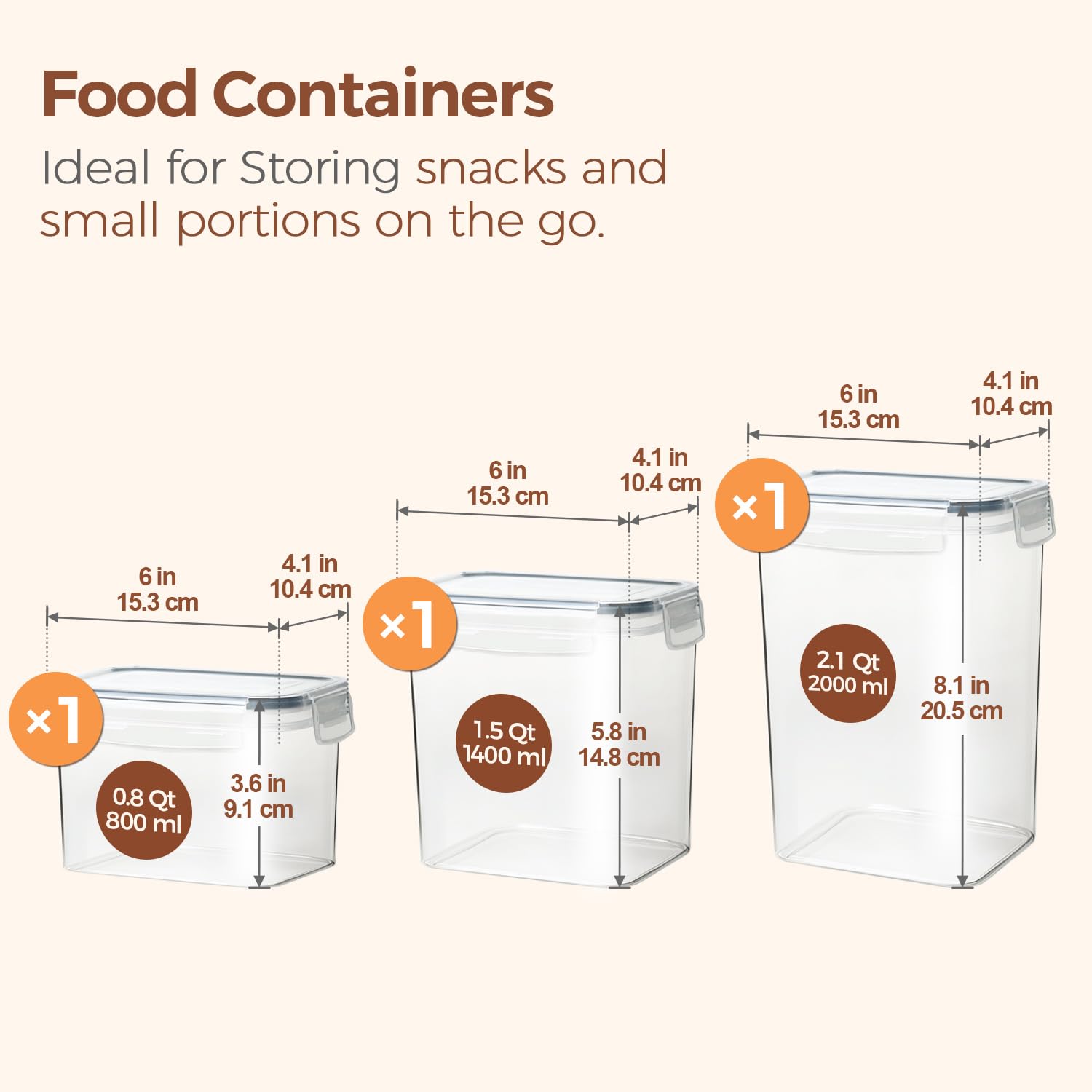 ComSaf contenedor 1.5L para ingredientes secos, ideal para azúcar y café.
