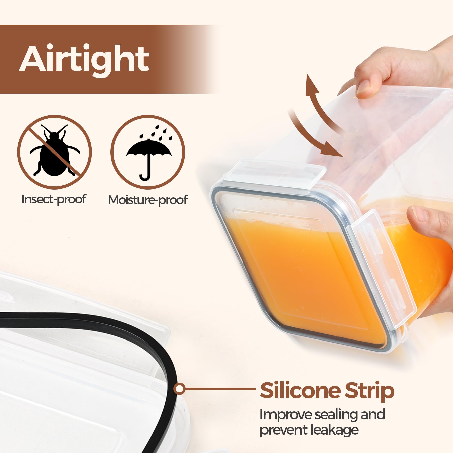 Diseño apto para alimentos de ComSaf, libre de BPA y olor.