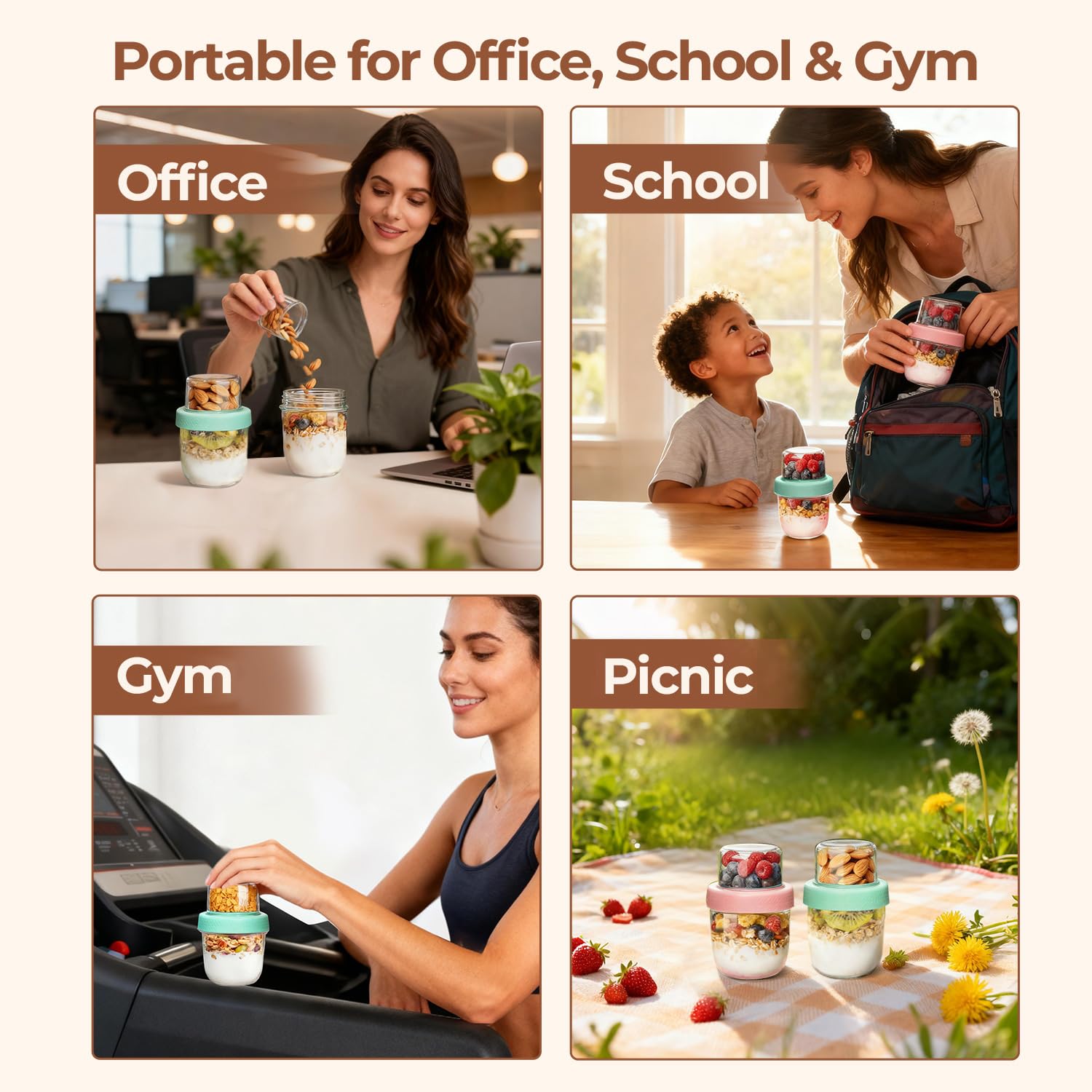 ComSaf vaso de cristal boca ancha 4oz ideal para merienda rápida y limpieza
