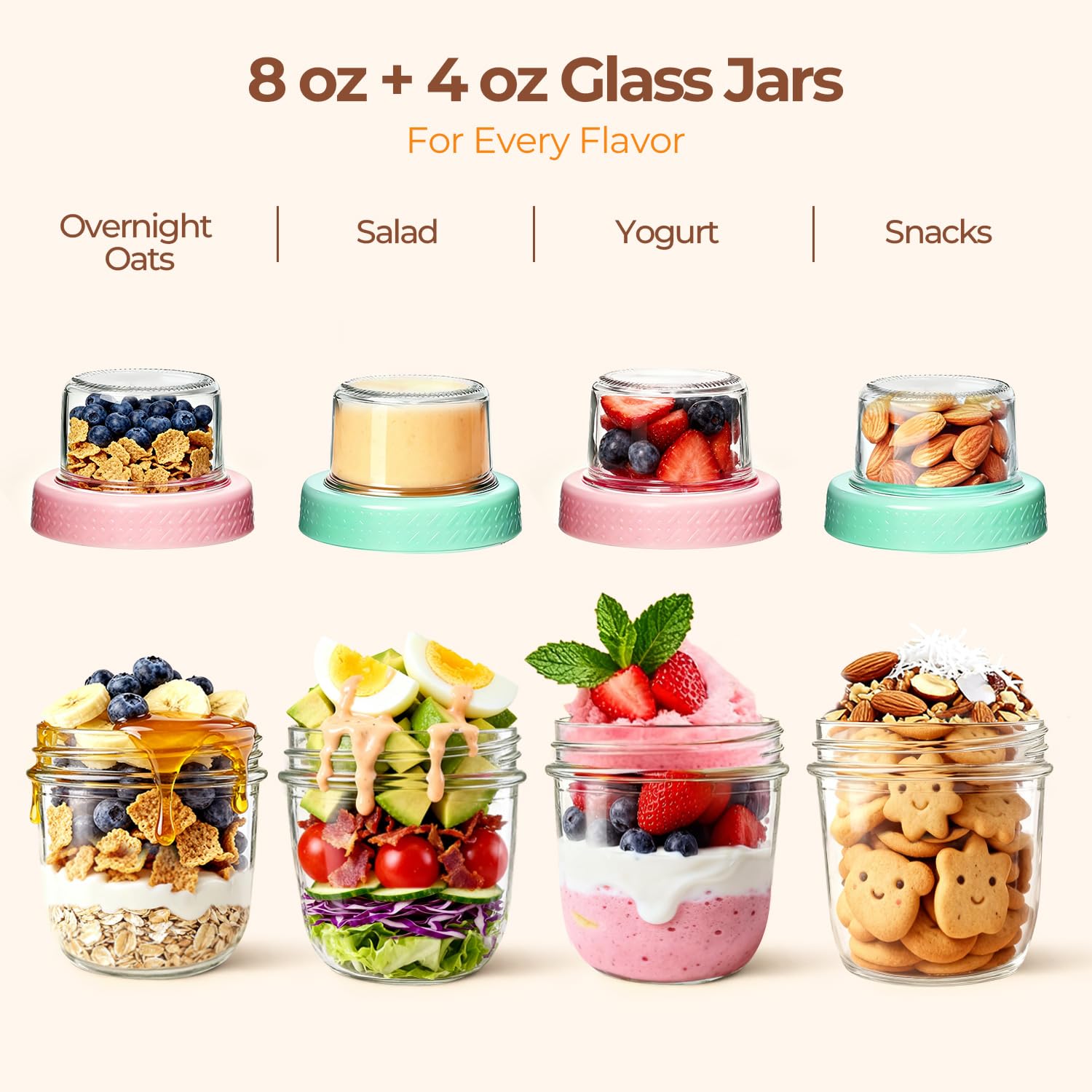 ComSaf vaso de cristal boca ancha 8oz facilita rellenar y limpiar
