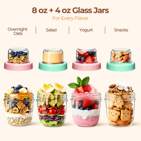 ComSaf vaso de cristal boca ancha 8oz facilita rellenar y limpiar