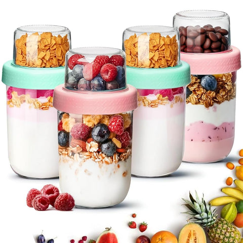 Frascos ComSaf avena nocturna con separación doble capa mantienen frescos los ingredientes