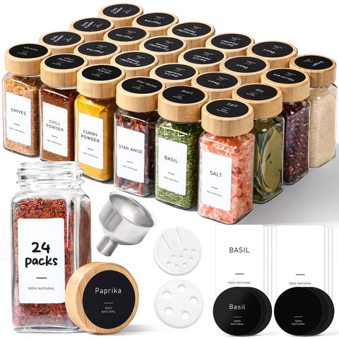 ComSaf frascos de especias 4 oz para ordenar la despensa y acceso rápido