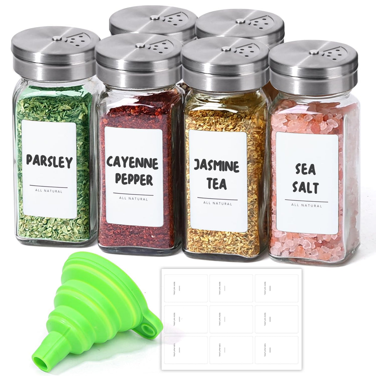 ComSaf frascos-especias 4oz con tapas ajustables para dosificación precisa.