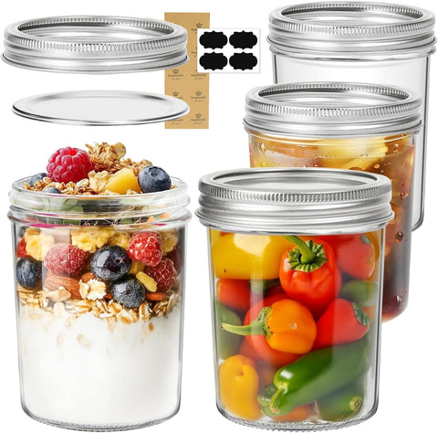 Frascos ComSaf de boca ancha 16 oz, vidrio claro, ideales para conservas.
