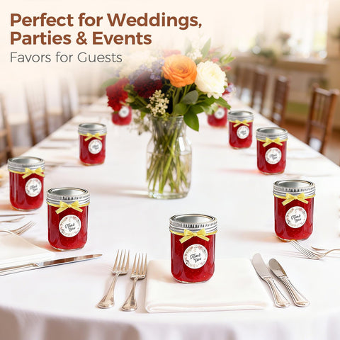 Ideal para decoración de bodas con frascos ComSaf, elegantes y reutilizables.