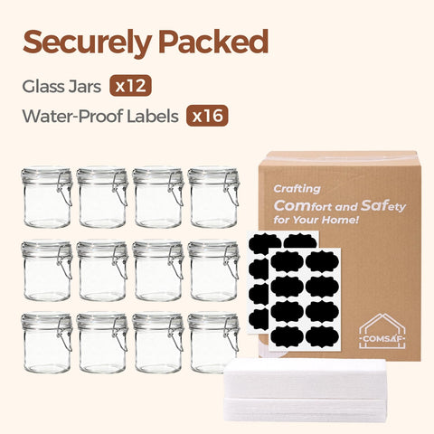 ComSaf jarras de vidrio 8oz con cierre seguro para la cocina diaria.