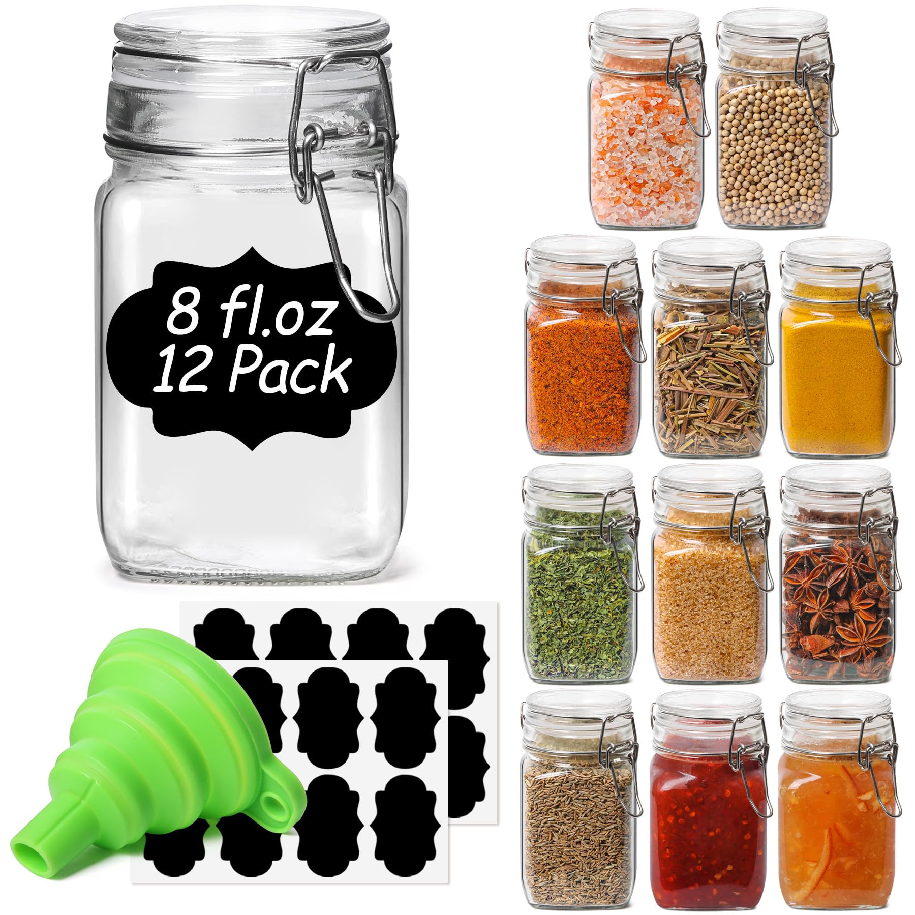 ComSaf frascos 8oz herméticos para conservar salsas y aderezos