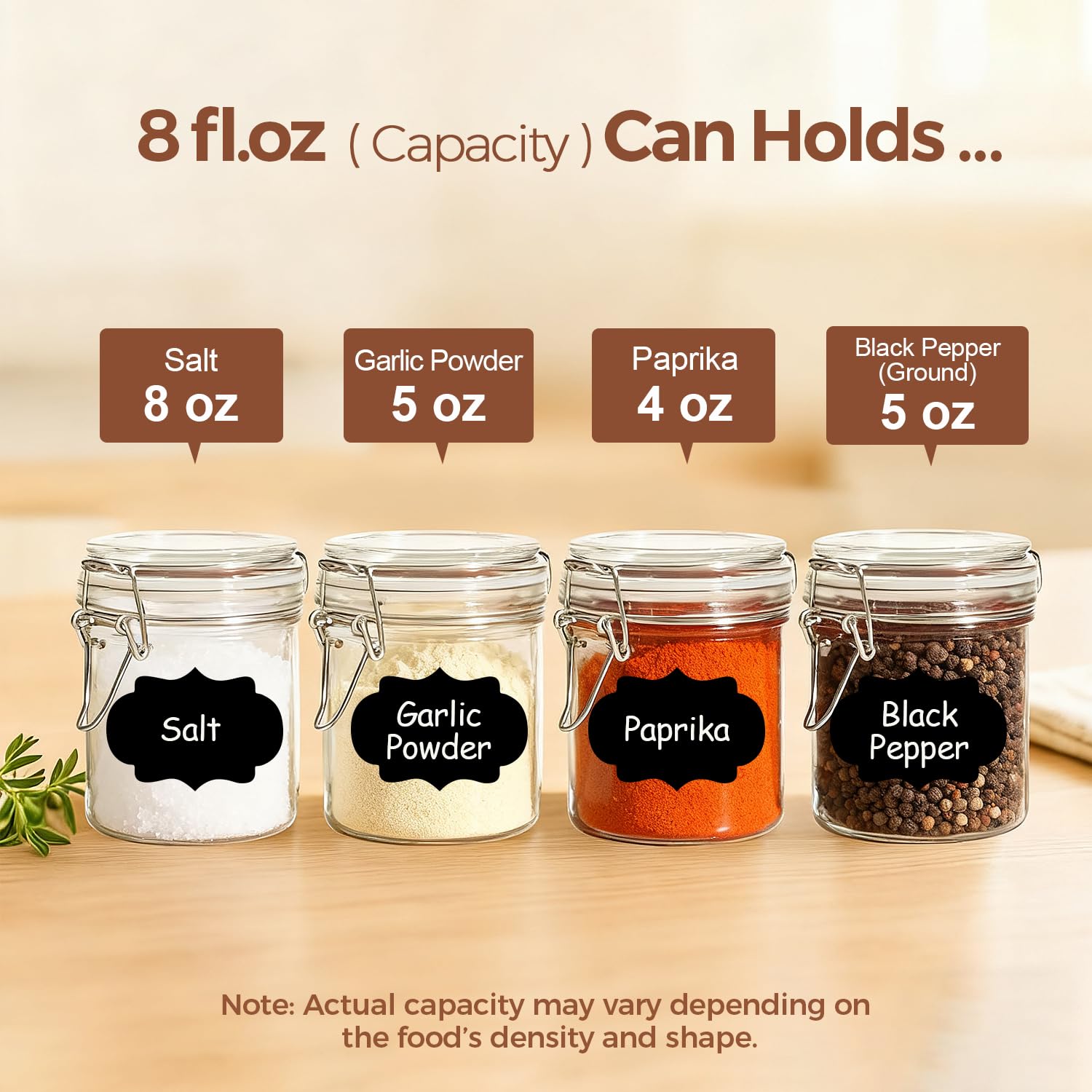 ComSaf frascos 8oz con sello de silicona y abrazadera de acero inoxidable.