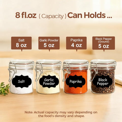 ComSaf frascos 8oz con sello de silicona y abrazadera de acero inoxidable.