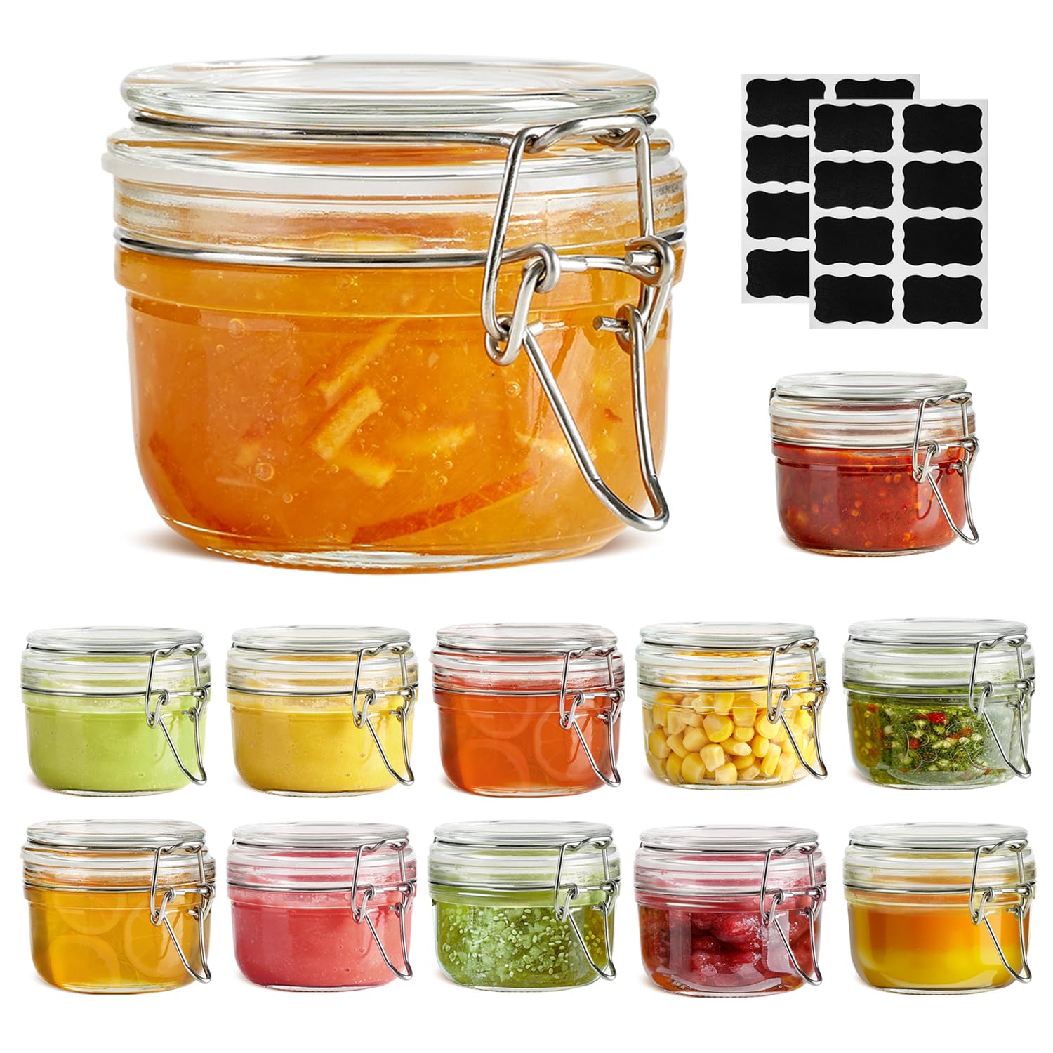ComSaf jarras de vidrio 4oz con tapa hermética para almacenamiento eficiente