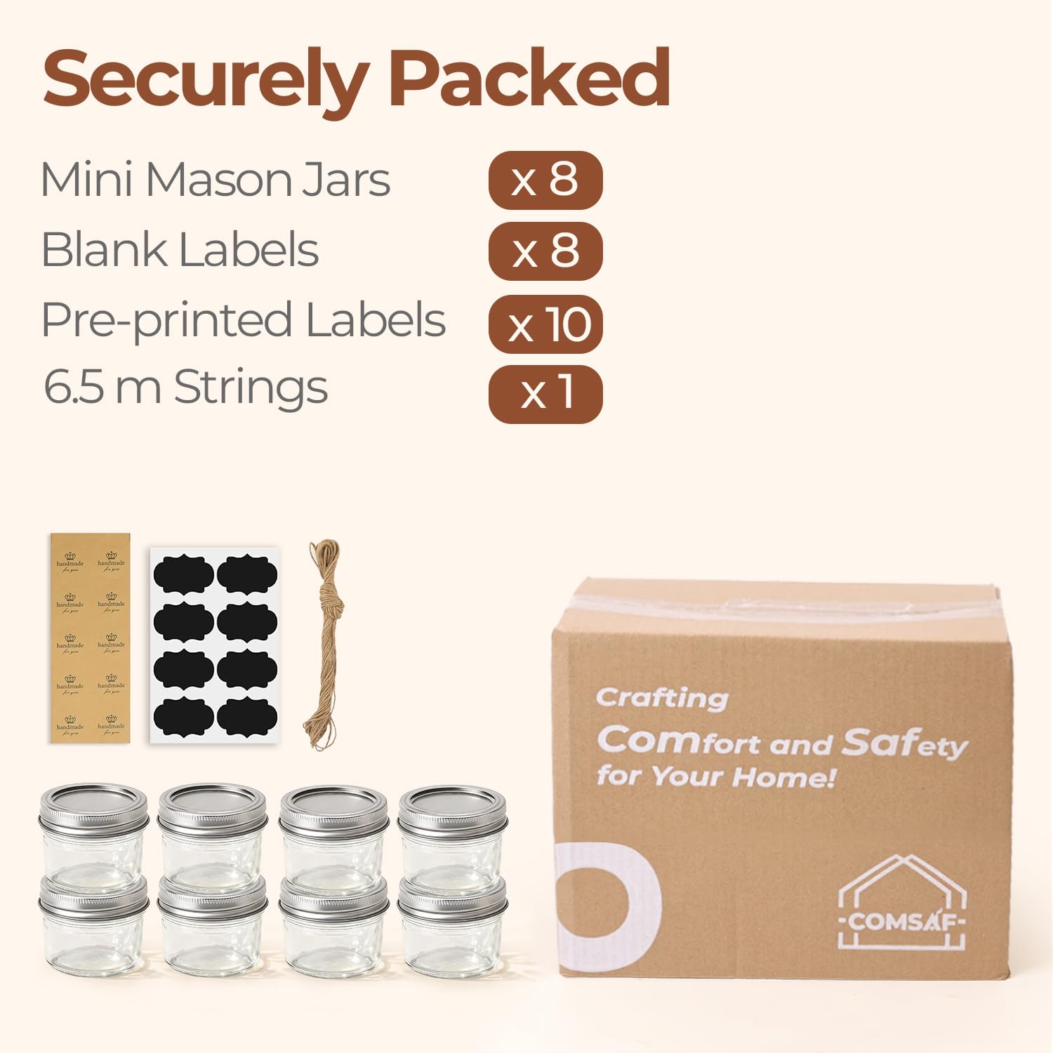Portabilidad: frascos compactos de ComSaf para lonches y picnics.
