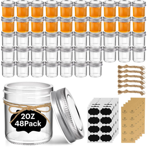 ComSaf jarras mason mini 2oz con tapas herméticas para almacenamiento seguro.