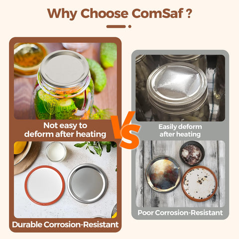 Tapas ComSaf boca-ancha ajuste estanco para frascos sin fugas