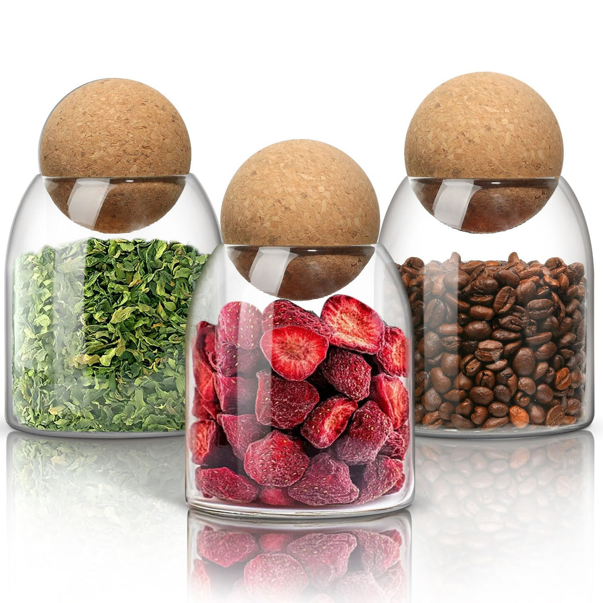 ComSaf tarro cristal tapa bola 16oz: práctico para almacenar té y café.