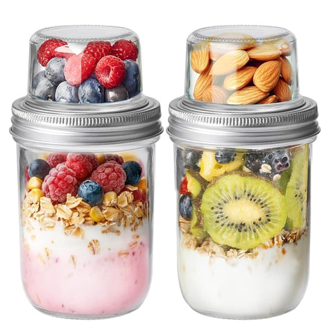 ComSaf tarros avena nocturna doble capa tapas, para un desayuno fresco y preparado