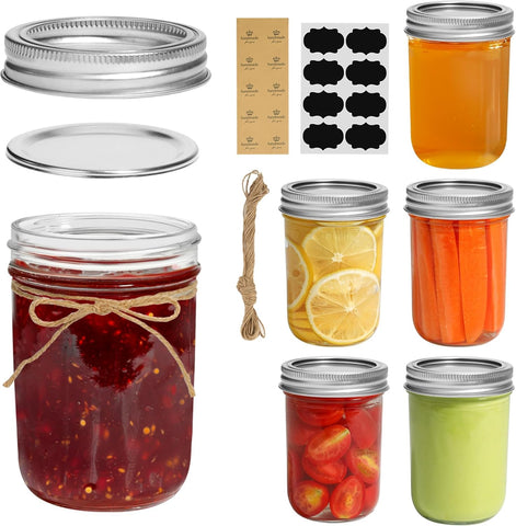 ComSaf tarros mason 8 onzas con tapas y bandas para mermeladas caseras.