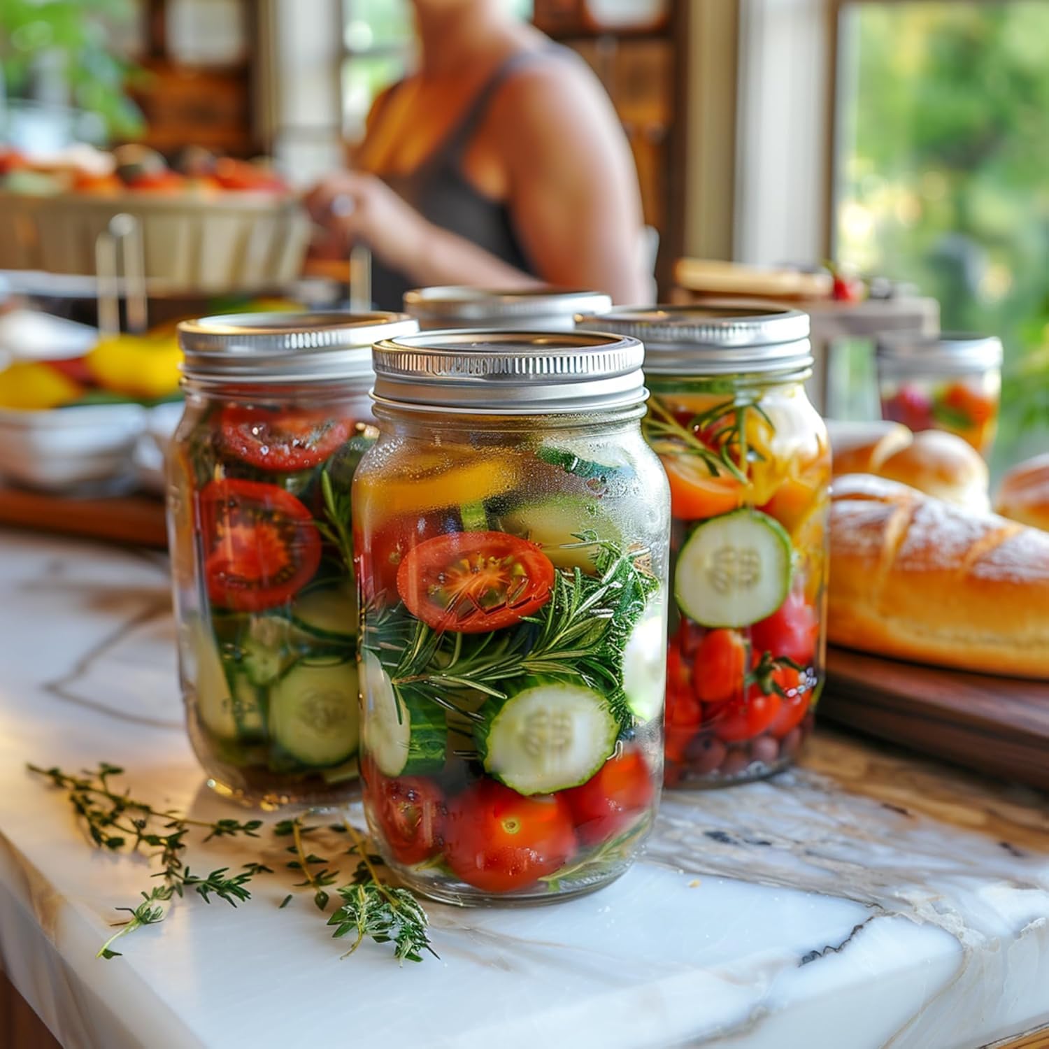 Uso versátil de ComSaf: ensaladas en capas y guisos en frascos mason