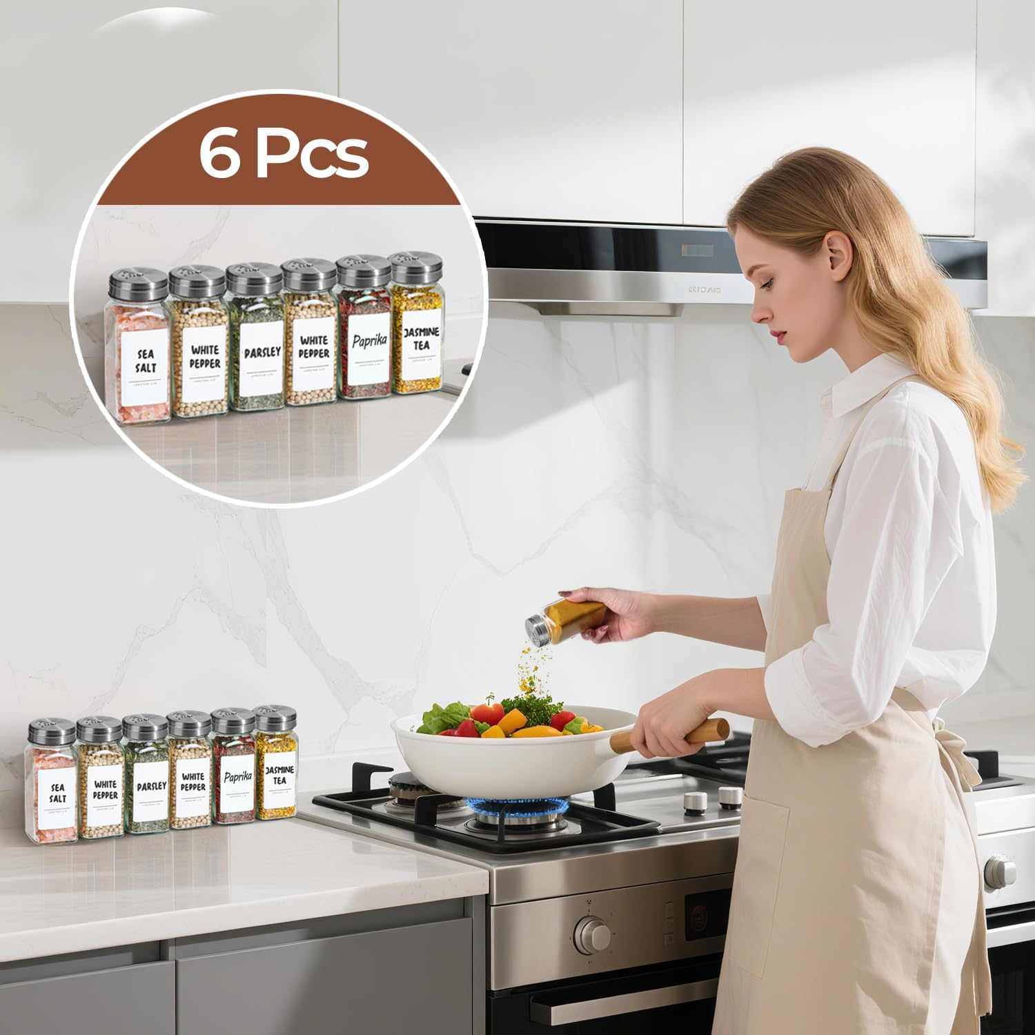 Uso diario en cocina con condimentos gracias a los frascos ComSaf.