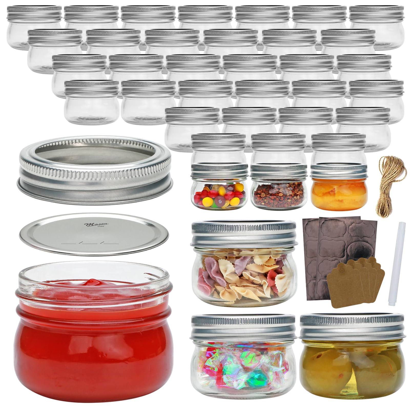 COMUDOT tarros Mason 4 oz, vista frontal, ideales para conservas caseras y regalos