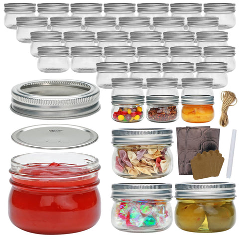 COMUDOT tarros Mason 4 oz, vista frontal, ideales para conservas caseras y regalos