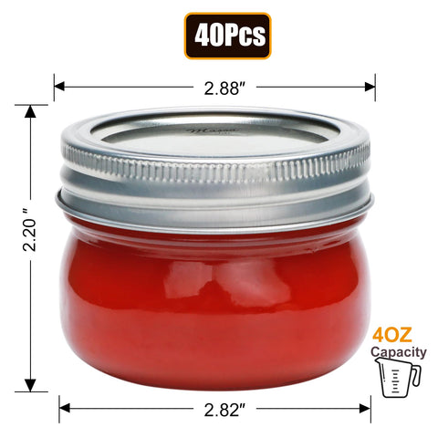 COMUDOT tarros Mason 4 oz, tapas metálicas divididas, para mermeladas y presentaciones elegantes