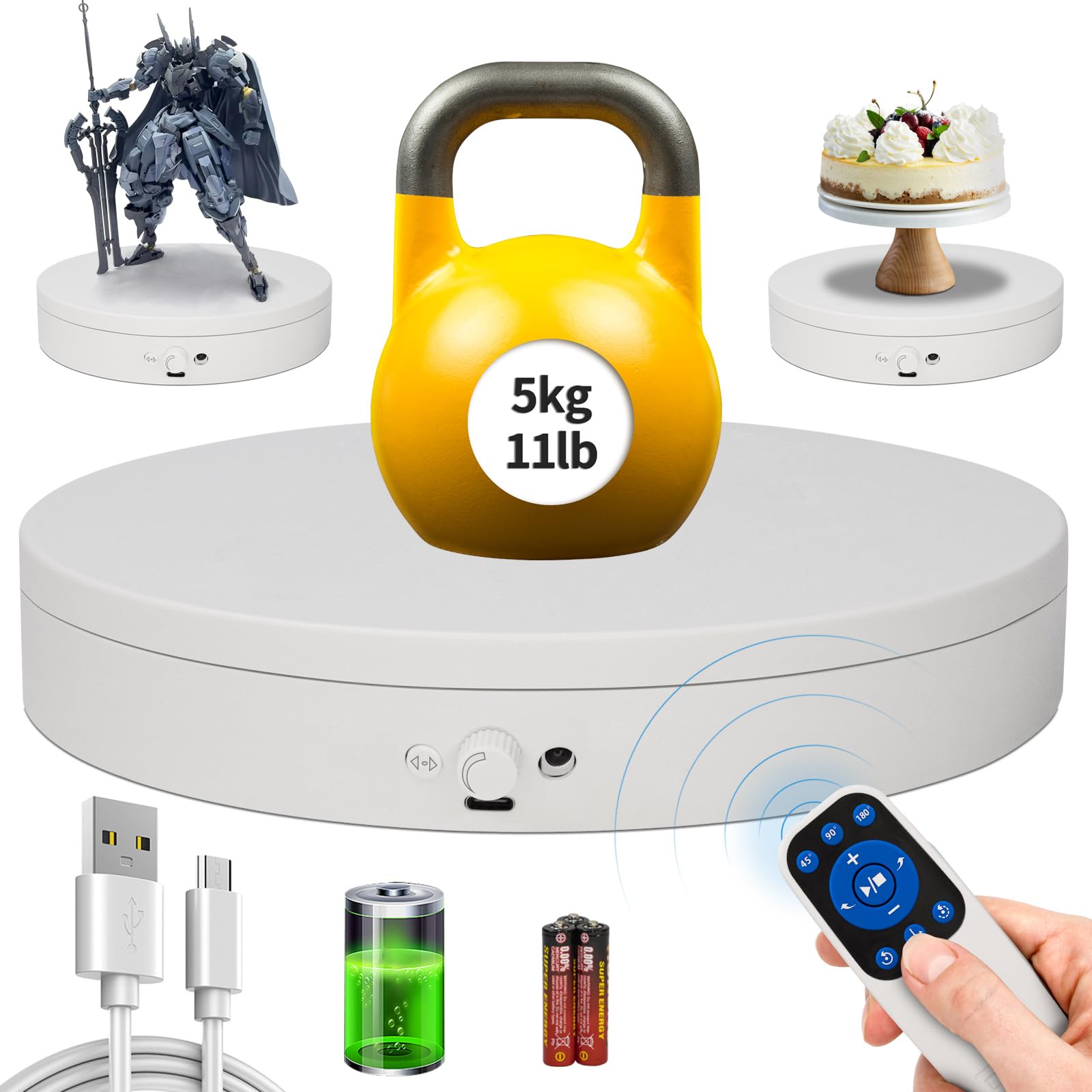 ComXim base giratoria con control remoto para exhibir productos en 360°.