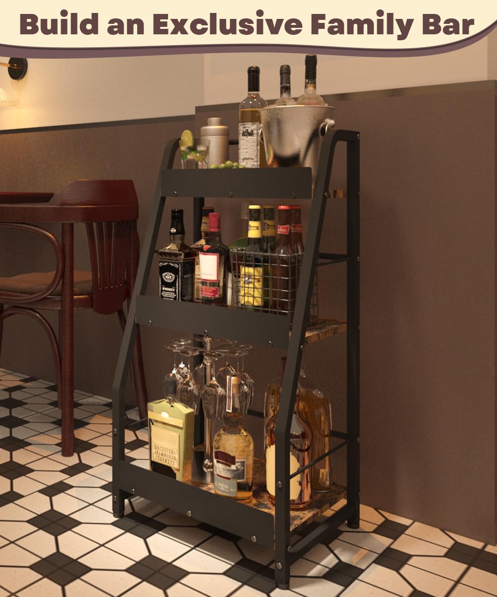 Comzinn estante licor 3 niveles perfecto para exhibir botellas y facilitar acceso
