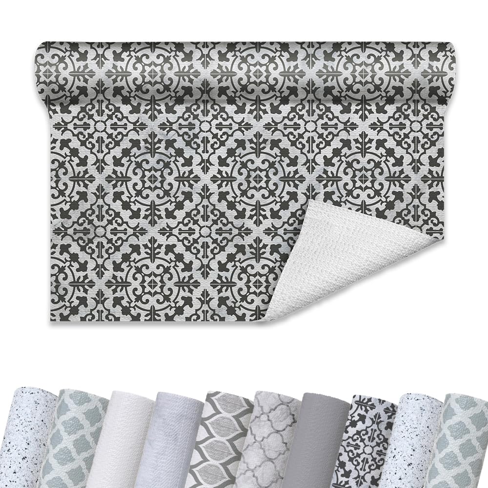 Con-Tact Grip Prints, azulejo Carrara Carbón, superficie lavable para encimeras y mostradores