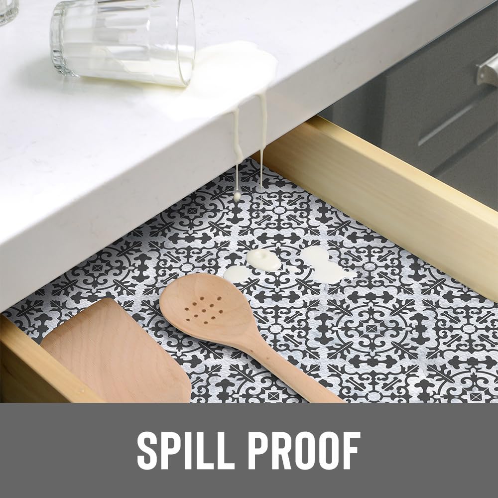 Con-Tact Grip Prints, azulejo Carrara Carbón, instalación fácil en cualquier mueble
