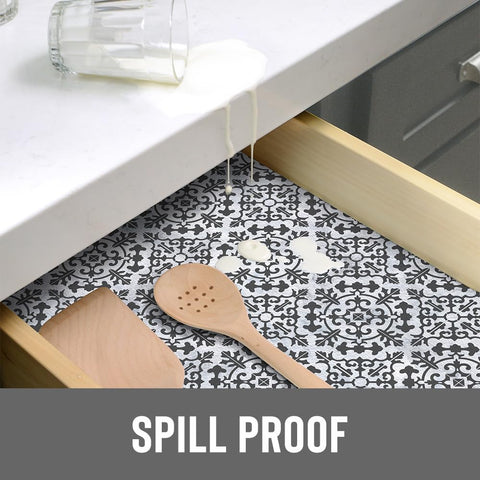 Con-Tact Grip Prints, azulejo Carrara Carbón, instalación fácil en cualquier mueble