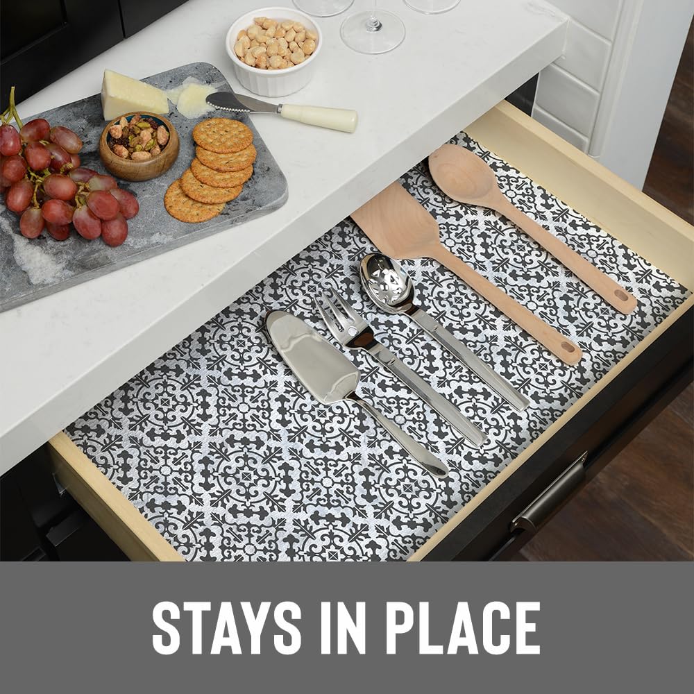 Con-Tact Grip Prints, azulejo Carrara Carbón, limpieza rápida con paño húmedo