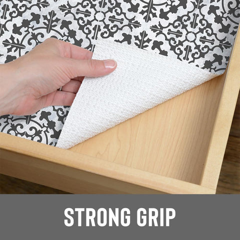 Con-Tact Grip Prints, diseño Carrara Carbón, soporte antideslizante sin adhesivo para cajones