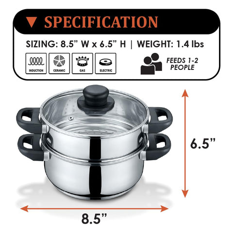 Concord olla de 3 cuartos con tapa de vidrio para hervir y preparar guisos.