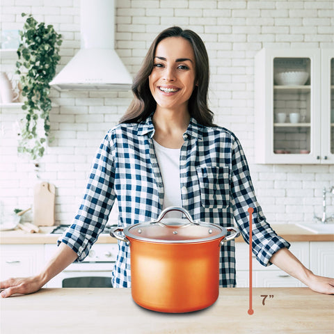 Concord Olla cobre antiadherente 7qt, compatible con inducción para mayor versatilidad.