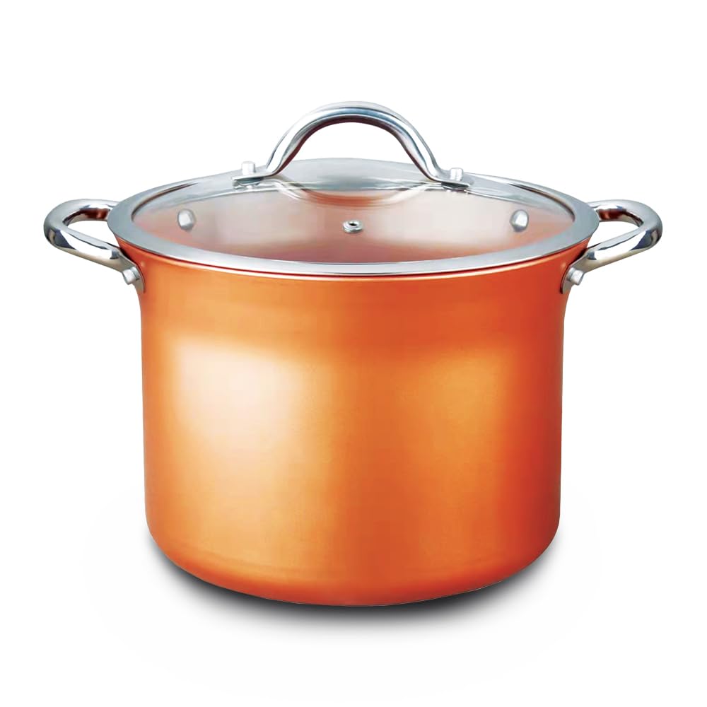 Concord Olla cobre antiadherente 7qt, vista general para hervir caldos y salsas.