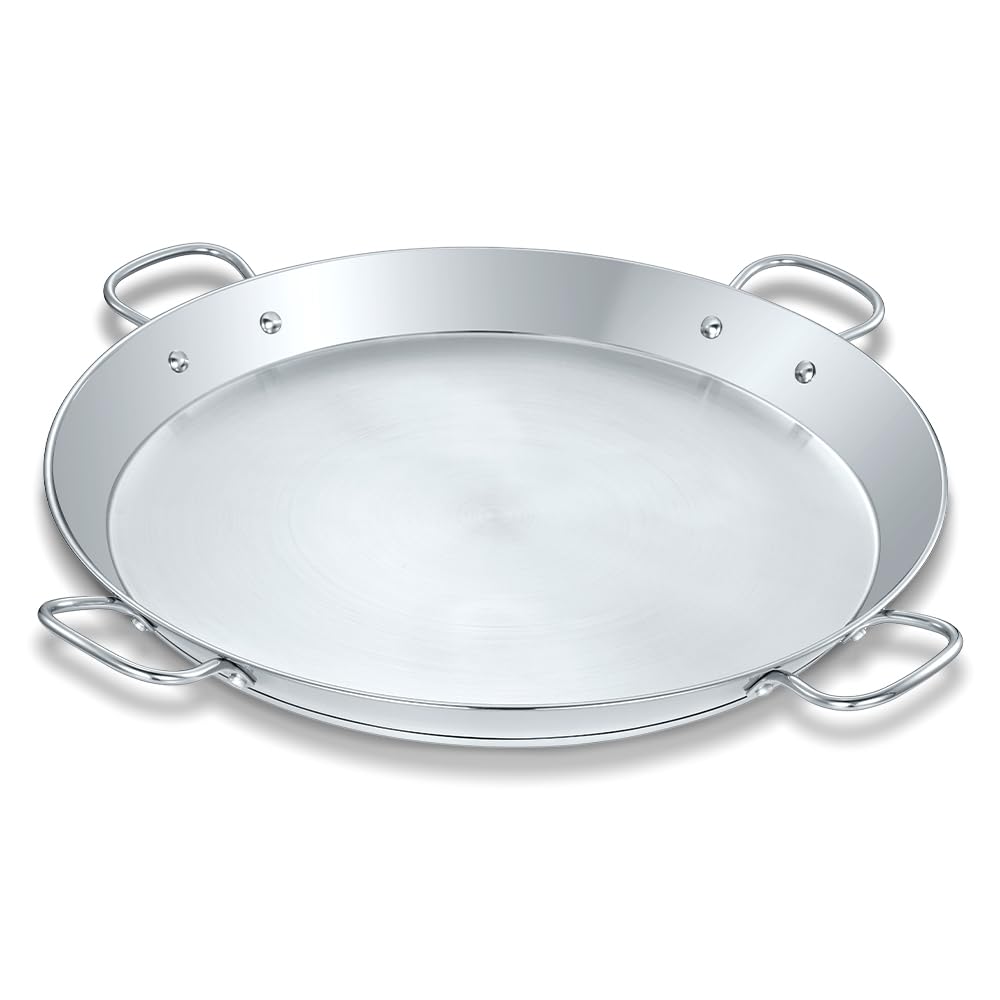 Concord Paellera de acero inoxidable 50 cm, superficie brillante para cocción uniforme.