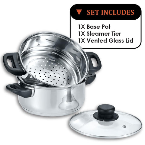 Concord vaporera de 2 cuartos ideal para verduras y desayunos al vapor.