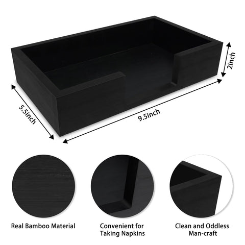Conglow bandeja-servilletas negro bambú diseño moderno para la encimera.