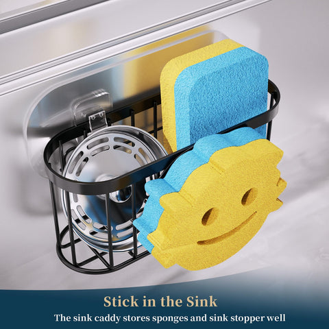 Consumest porta-esponjas sonrisa, tiras adhesivas para fijación estable en superficies lisas