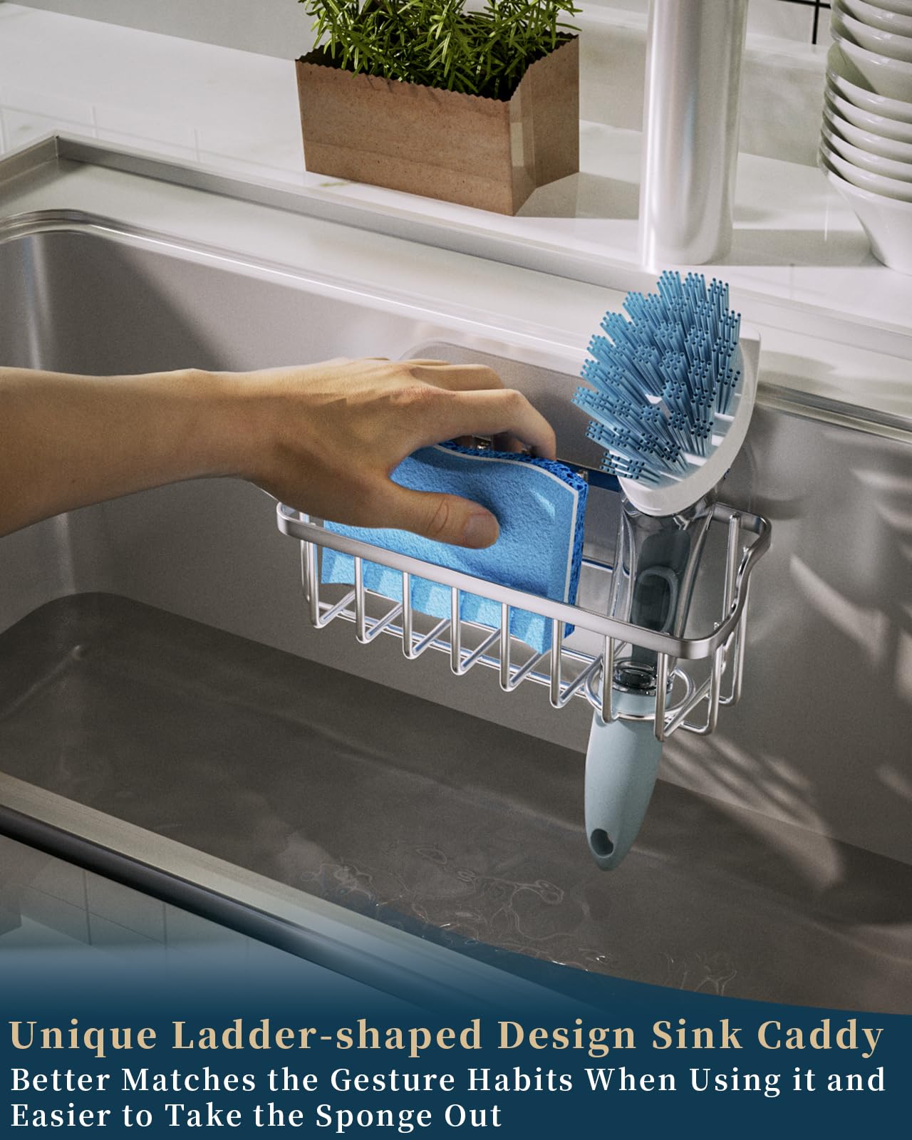 Consumest portaesponjas con ventosas para lavabo, instalación temporal sin dañar superficies.