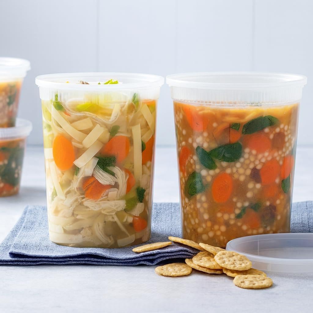 Contenedores de alimentos 32oz con apertura amplia, fáciles de rellenar y limpiar.